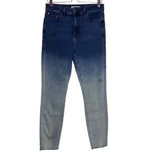 Fidelity Denim Luna Drop Ultra High Rise Ankle Skinny Ombre Dark Light Blue 30